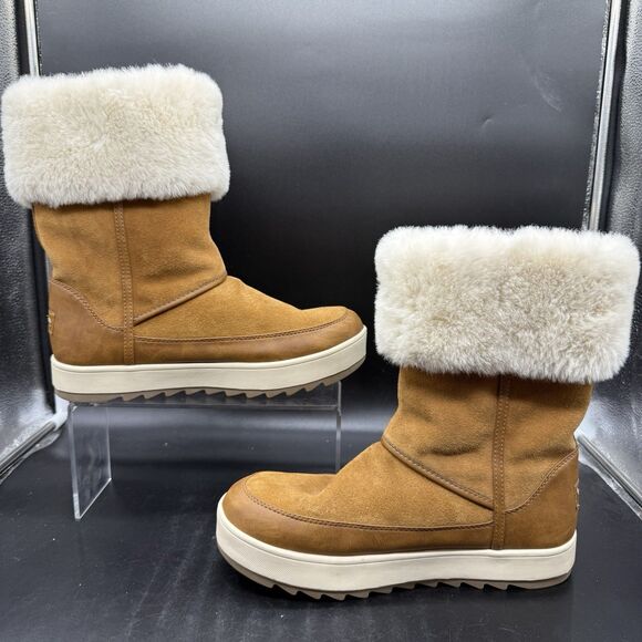 Koolaburra by UGG Tynlee Suede Faux Fur Boots Womens size 9 Chestnut 1105889 - Picture 2 of 8